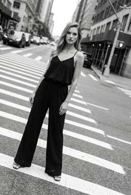 Anna 2 Flowy - B&W Crosswalk Stripes [VAR:0] [Rotated 28° Right]